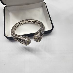 Sterling Silver 14K Gold Accents Bangle With .47 Diamon